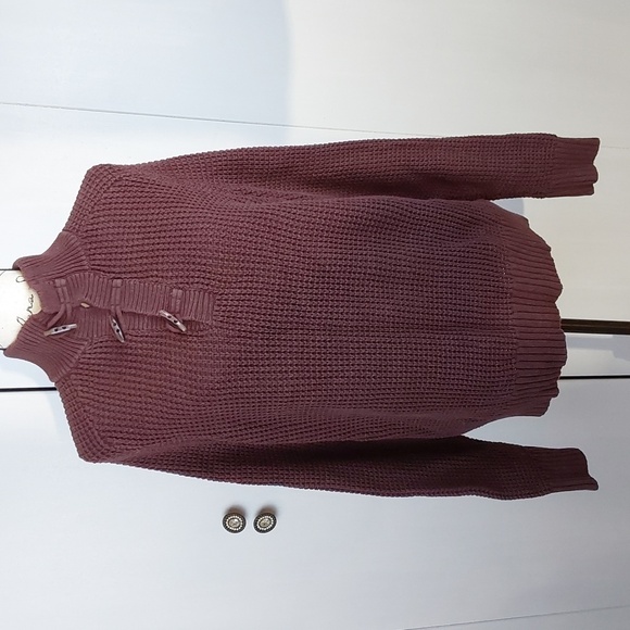 Banana Republic- Chunky Knit burgundy Oversized Sweater Cozy Warm Neutral Sz.M - Picture 1 of 7